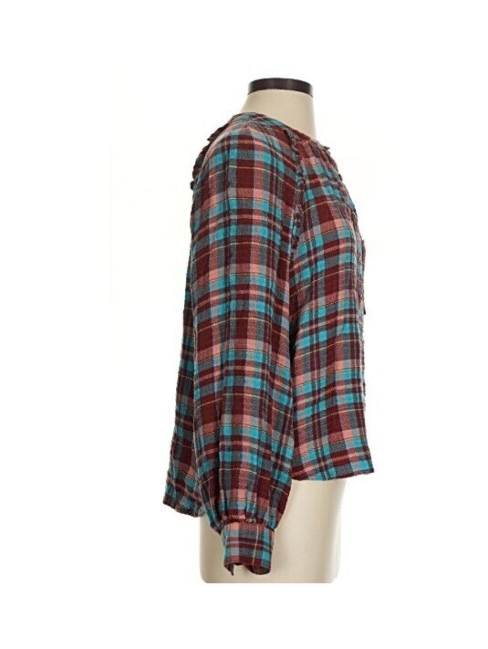 Pilcro Anthropologie Plaid Button Down Long Sleeve Blouse Size XS - Picture 6 of 7